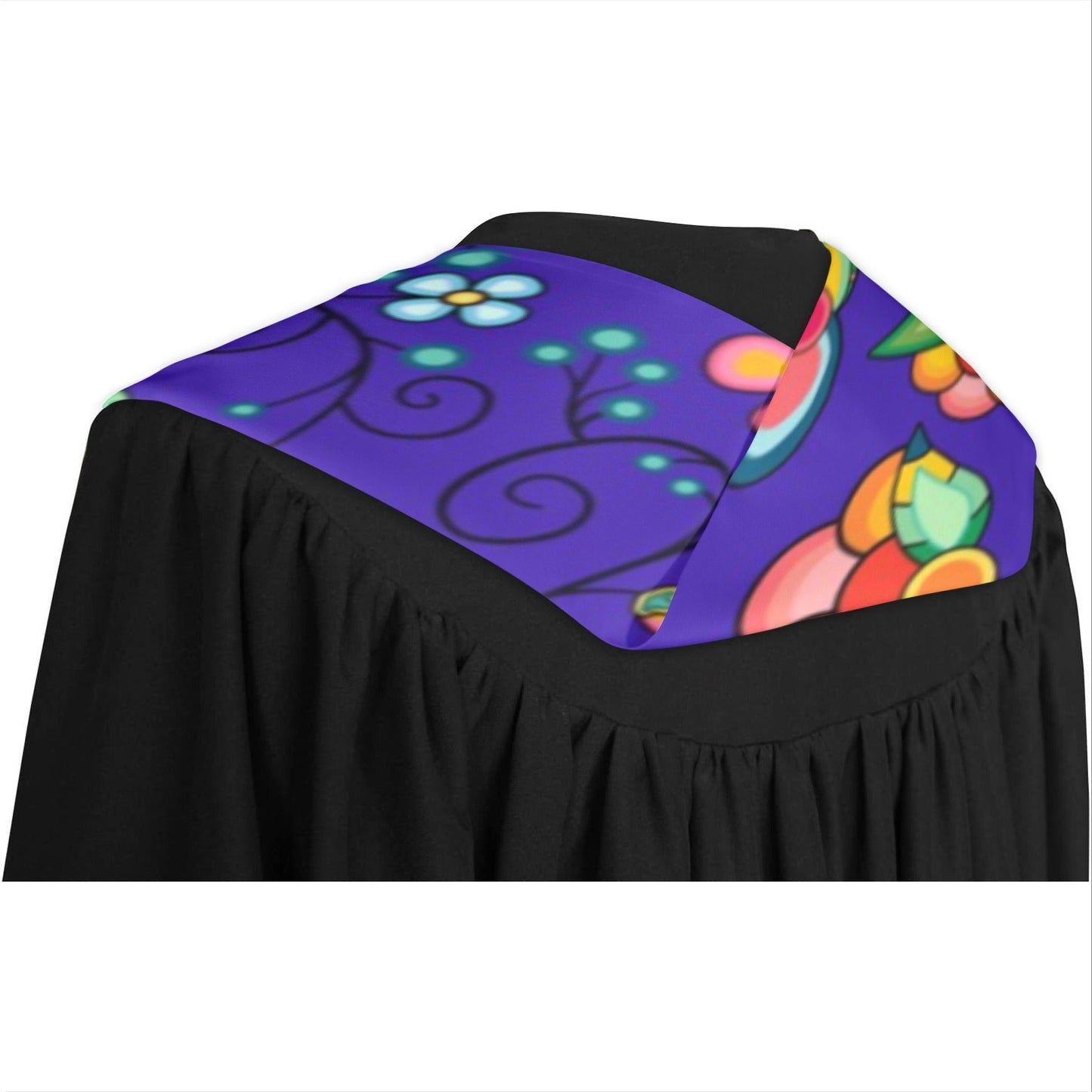 Floral Bounty Blue Graduation Stole