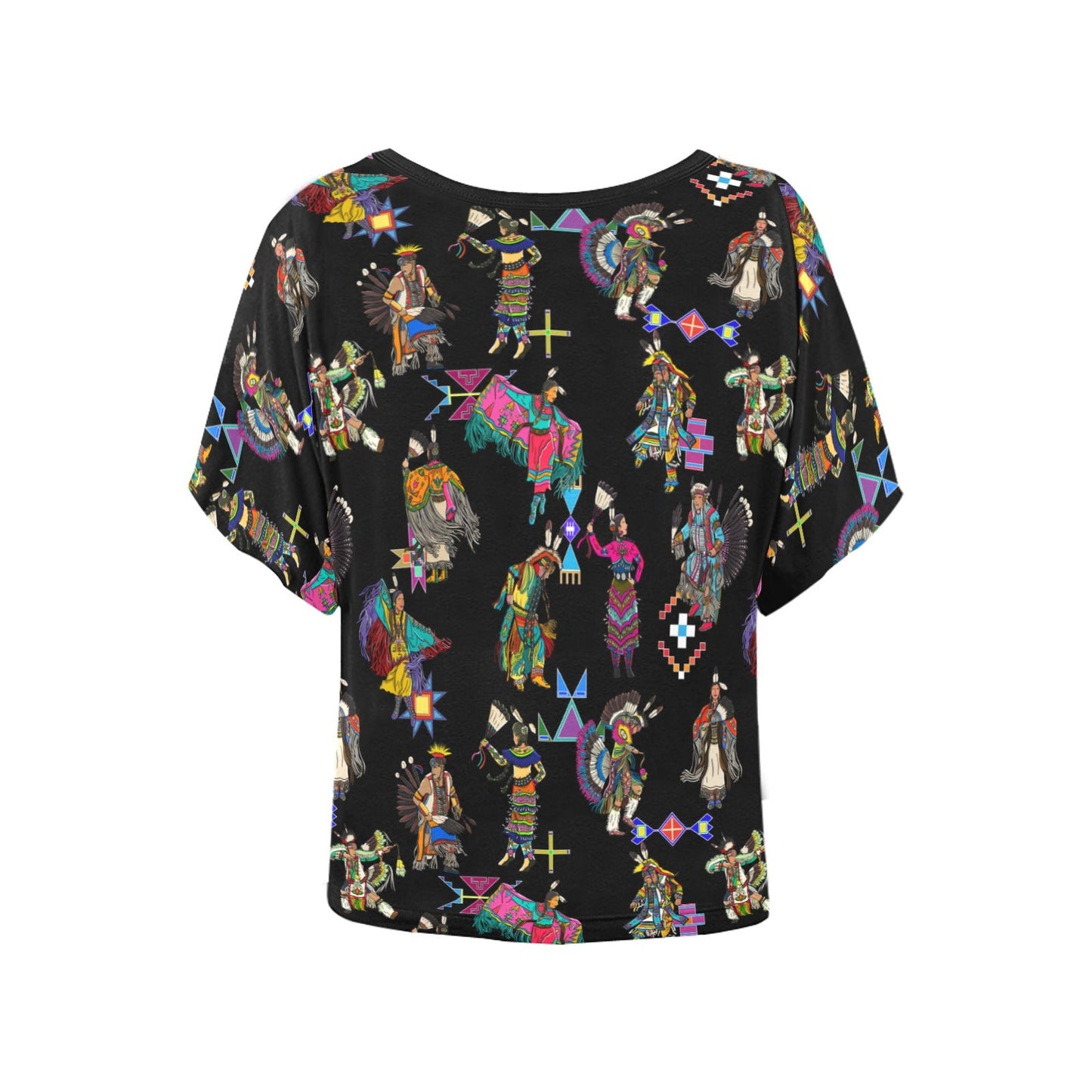 Grand Entry Dancers Black Women's Batwing-Sleeved Blouse T shirt