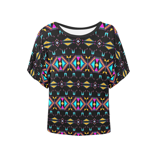 Rite of Passage Black Women's Batwing-Sleeved Blouse T shirt