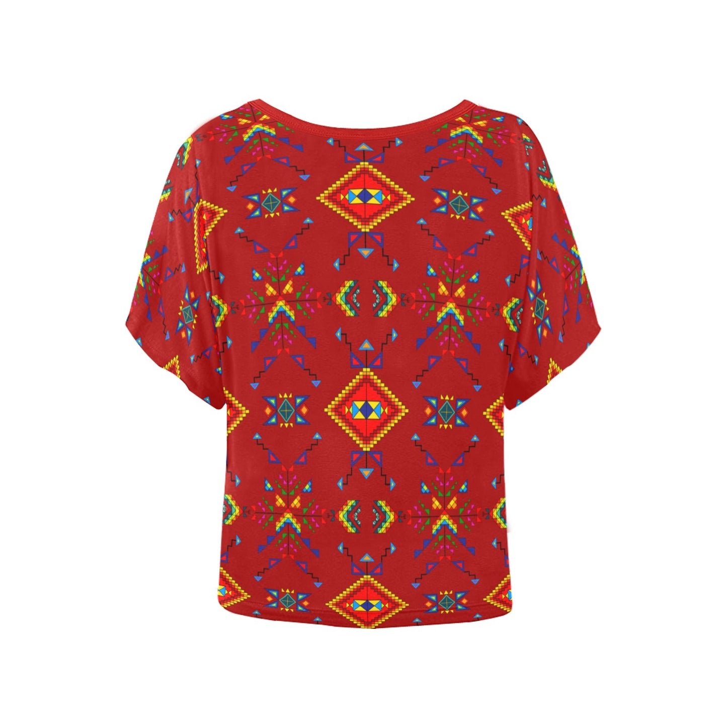 Buffalo Jump Red Women's Batwing-Sleeved Blouse T shirt