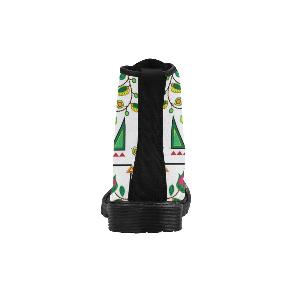 Geometric Floral Summer-White Boots