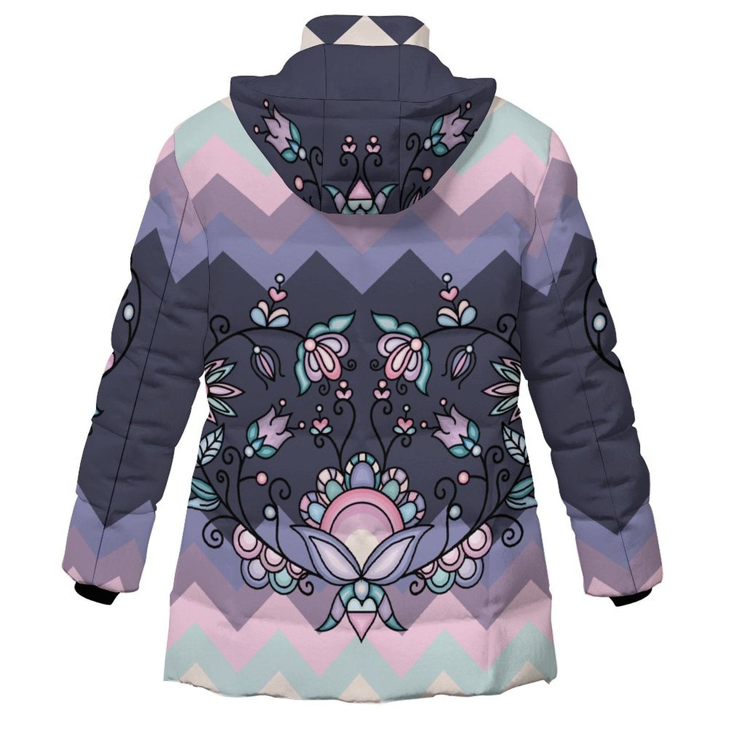 Silver Frostflower Women's Hooded Puffer Coat