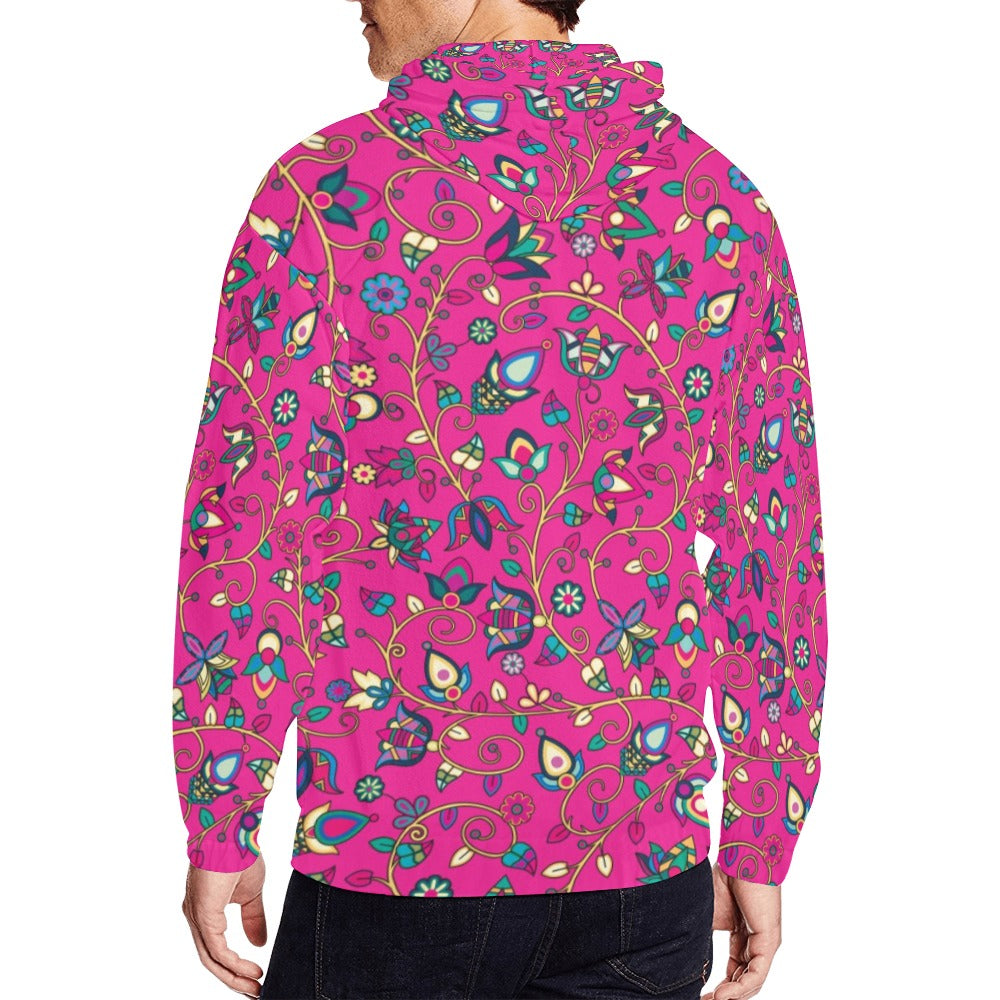 Thorny Path Pink Men's Zipper Hoodie