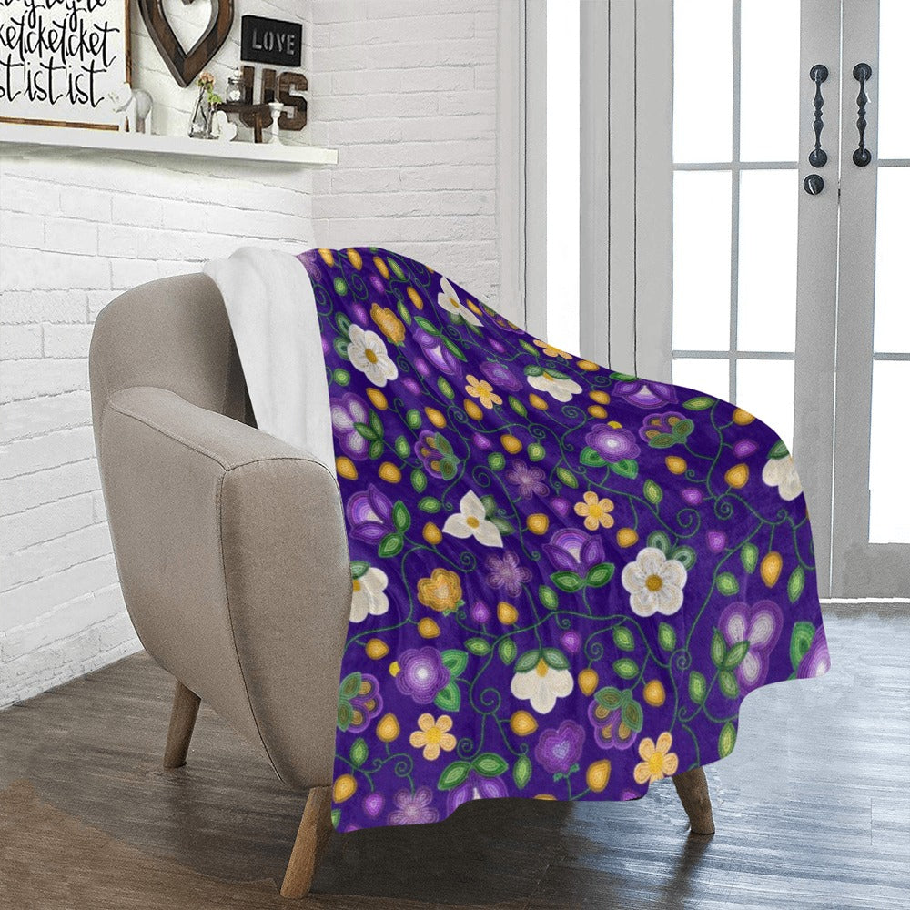 Midnight Moss Bloom Aubergine Small Micro Fleece Blanket
