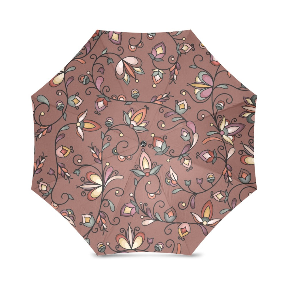 Burnt Sky Petals Brown Foldable Umbrella
