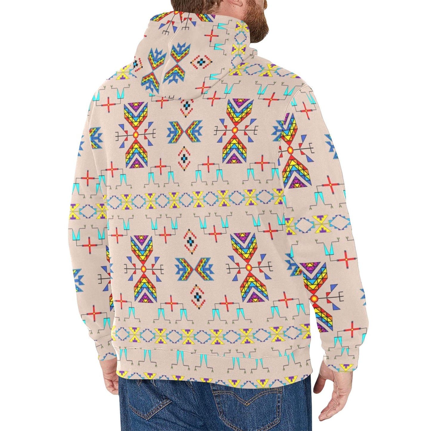Rainy Chief Rainbow Taupe Men's Long Sleeve Fleece Hoodie