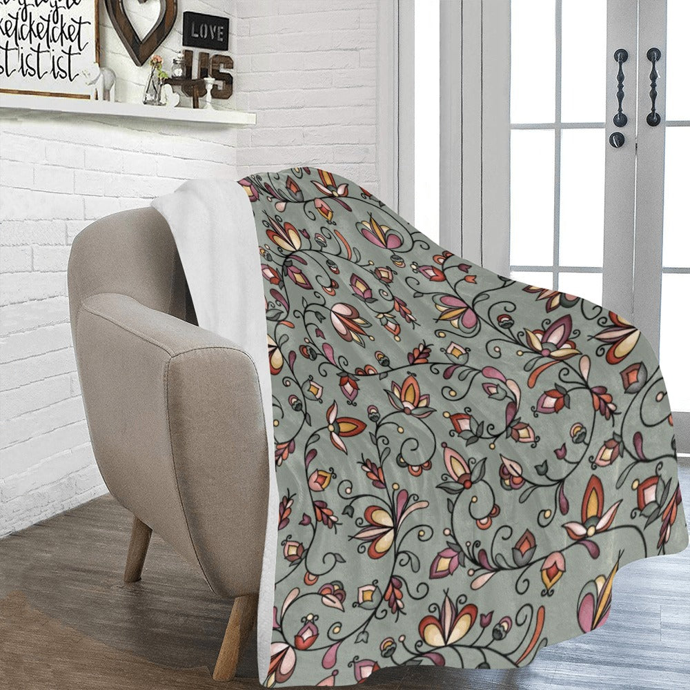 Burnt Sky Petals Green X-Large Micro Fleece Blanket