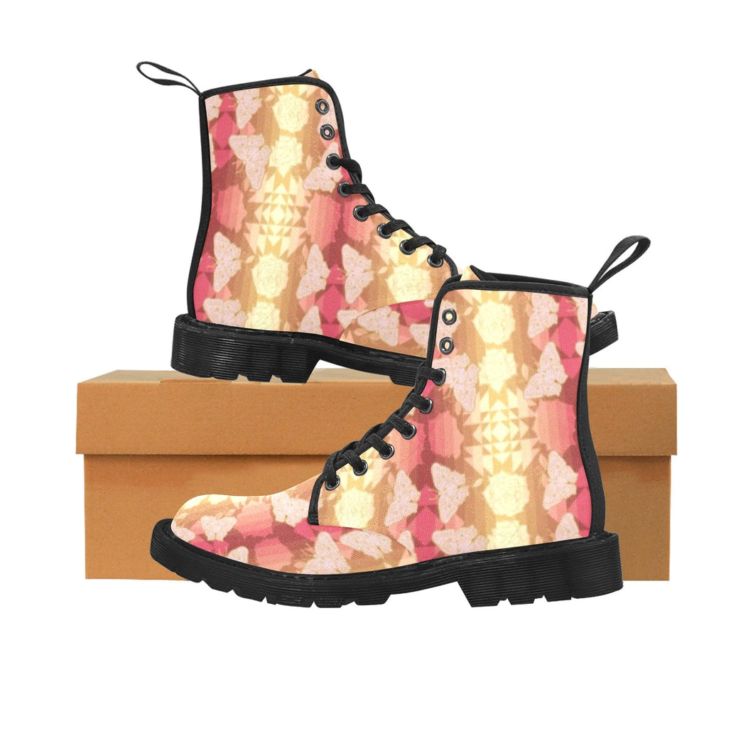 Butterfly and Roses on Geometric Boots for Men