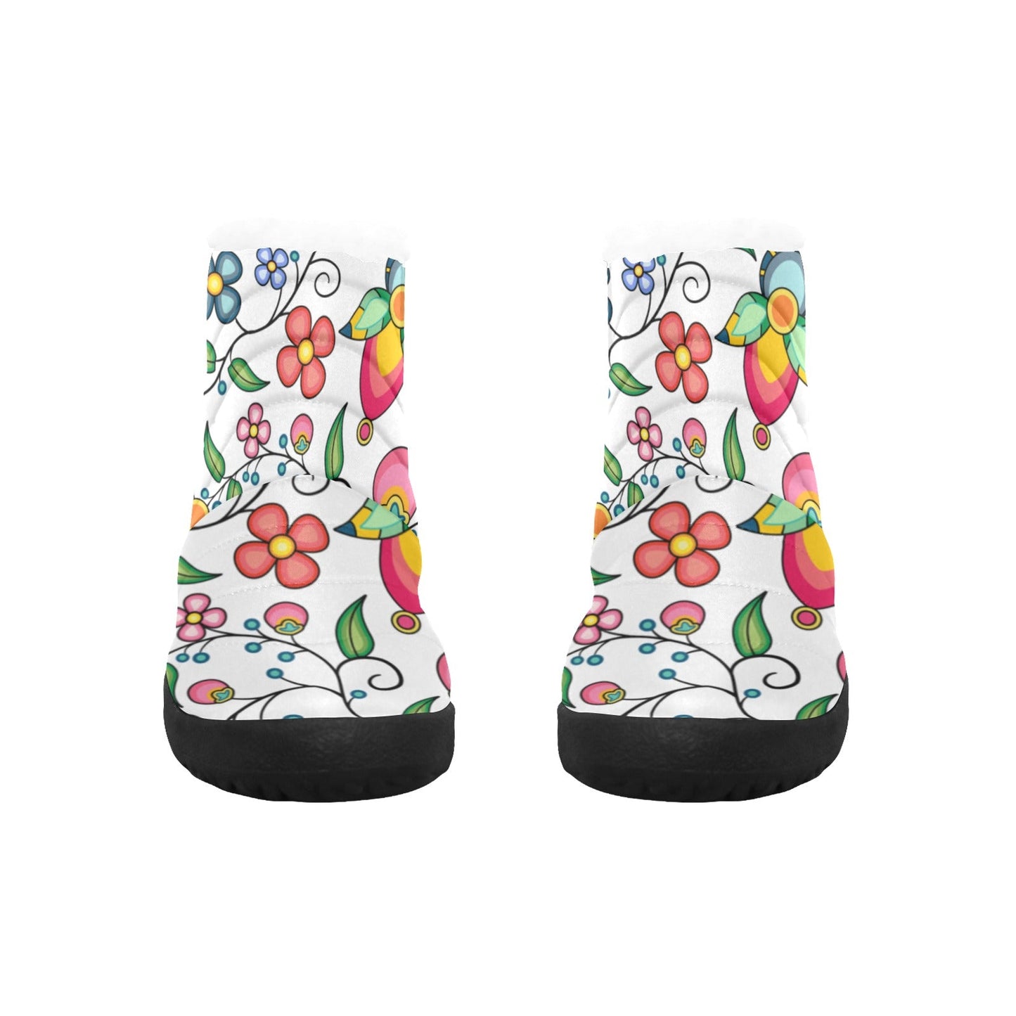 Floral Bounty White Women's Padded Winter Boot