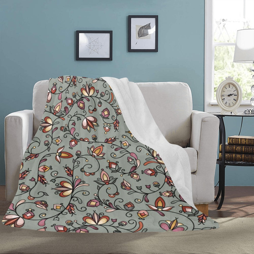 Burnt Sky Petals Green X-Large Micro Fleece Blanket