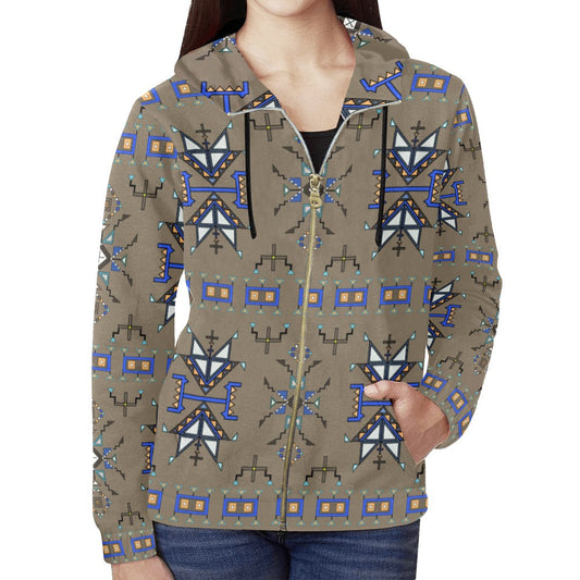 Eagle Strike Brown Full Zip Hoodie for Women