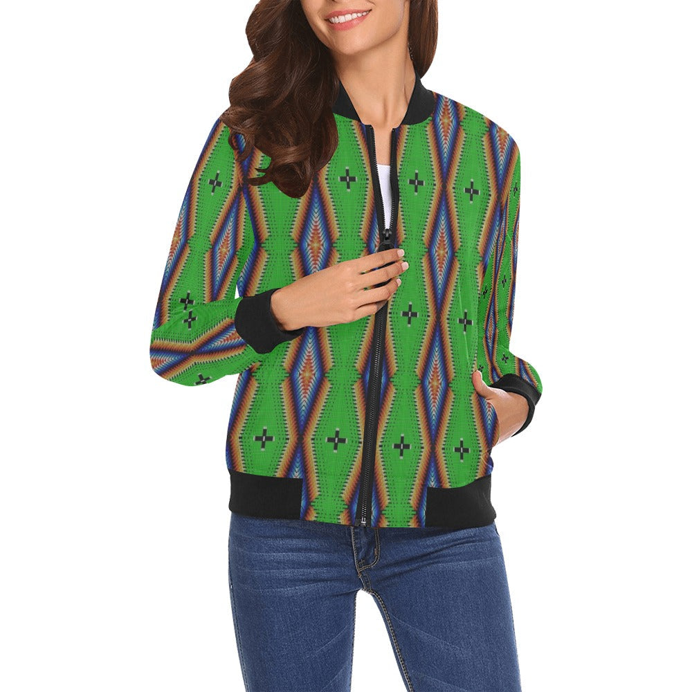 Diamond in the Bluff Lime Bomber Jacket for Women