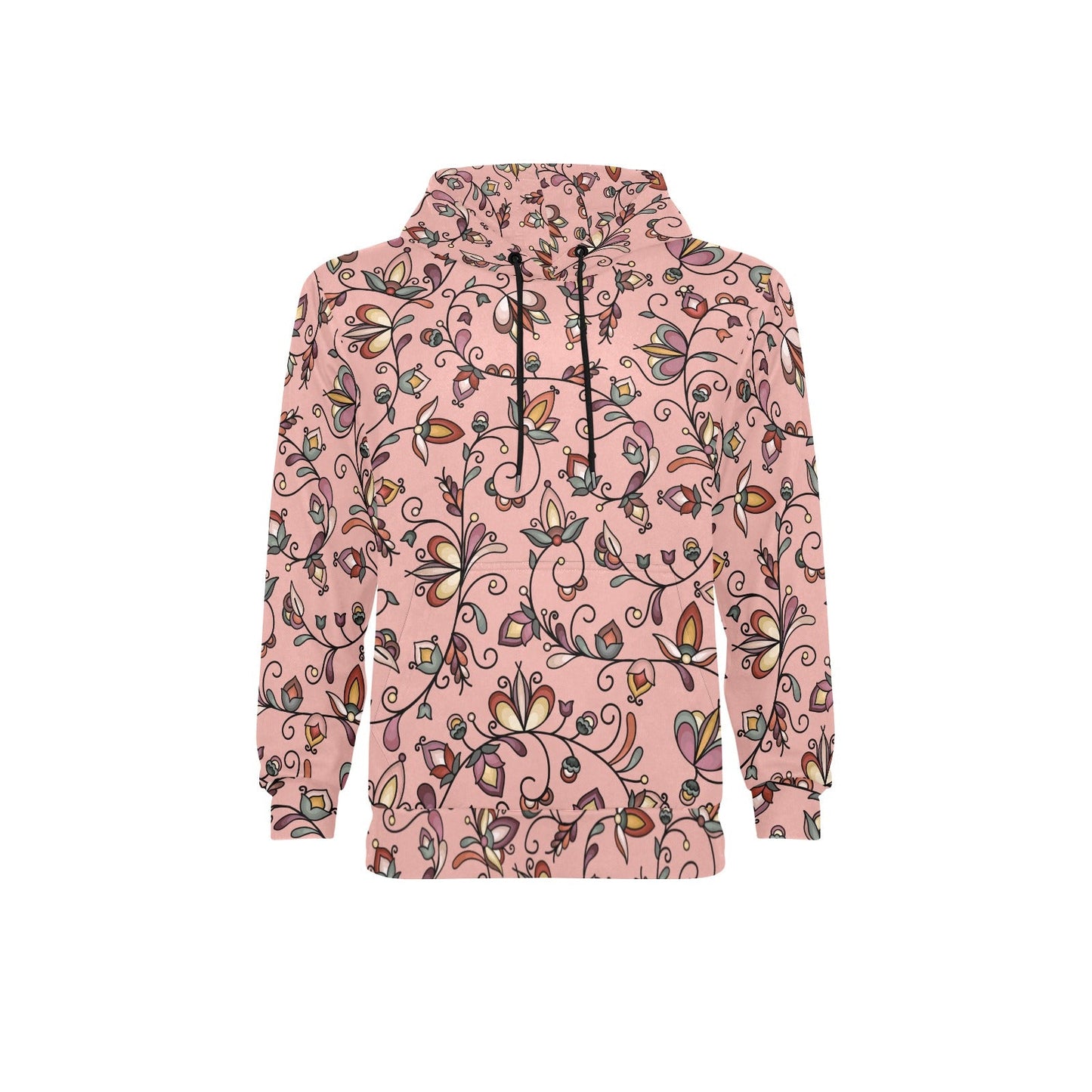 Burnt Sky Petals Peach Men's Long Sleeve Fleece Hoodie