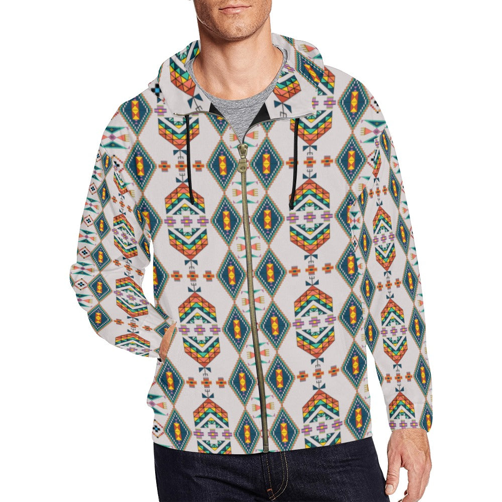 Travois Tipi Grey Men's Zipper Hoodie
