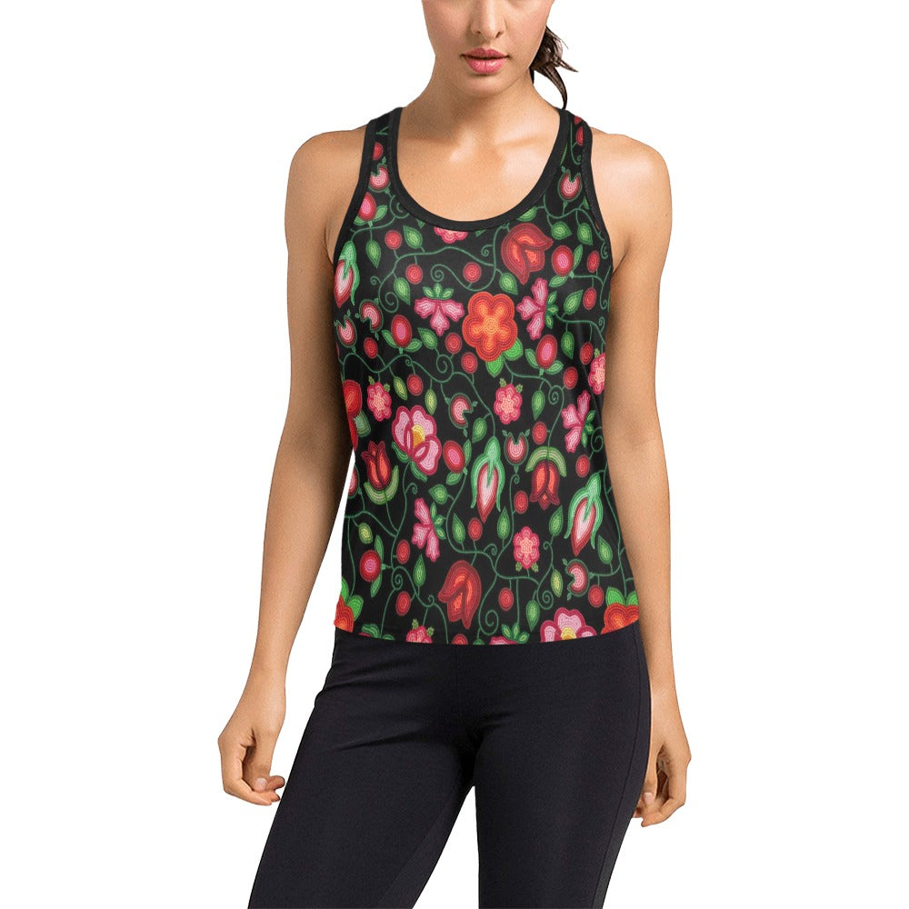 Rose Reverie Black Racerback Tank Top