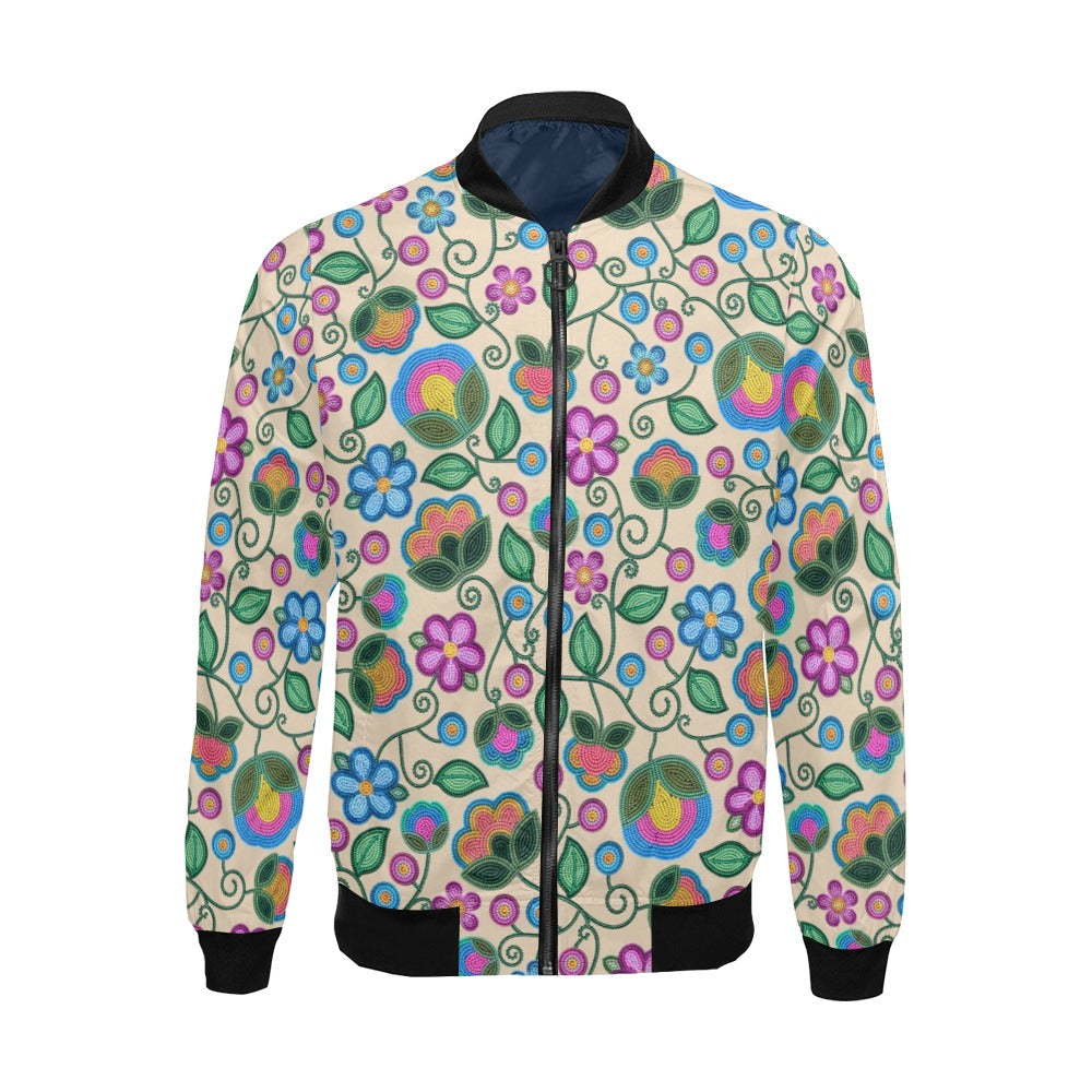 Turquoise Sunbeam Cream Bomber Jacket