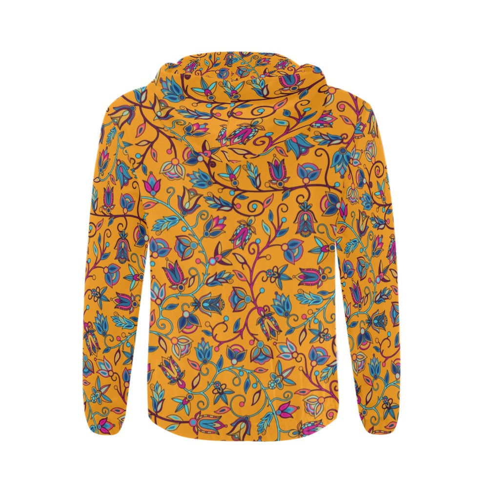 Buffalo Bloom Orange Men's Zipper Hoodie