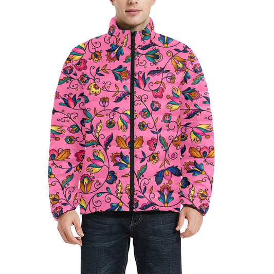 Copper Prairie Petals Pink Men's Padded Jacket