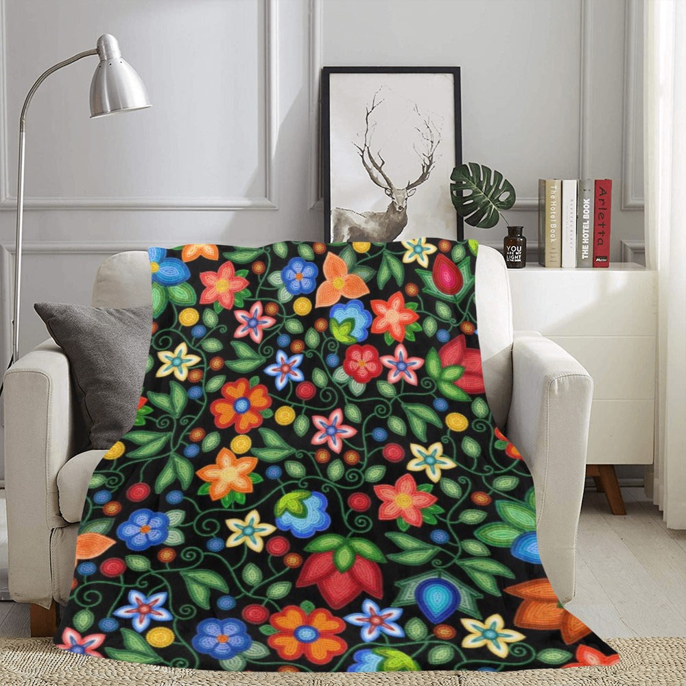 Morning Harmony Black X-Large Micro Fleece Blanket