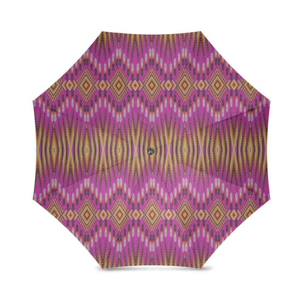Fire Feather Pink Foldable Umbrella