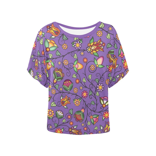 Heartbeat Petals Purple Women's Batwing-Sleeved Blouse T shirt
