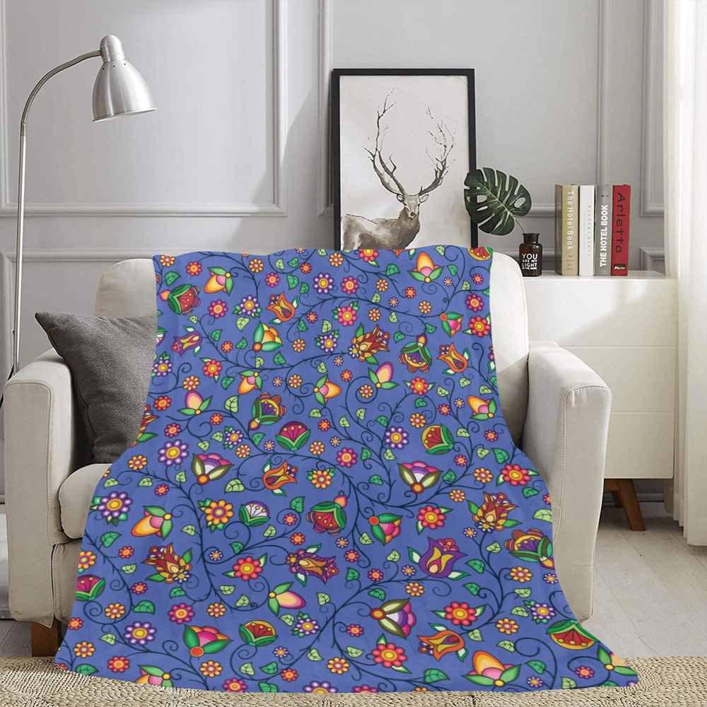 Heartbeat Petals Blue X-Large Micro Fleece Blanket