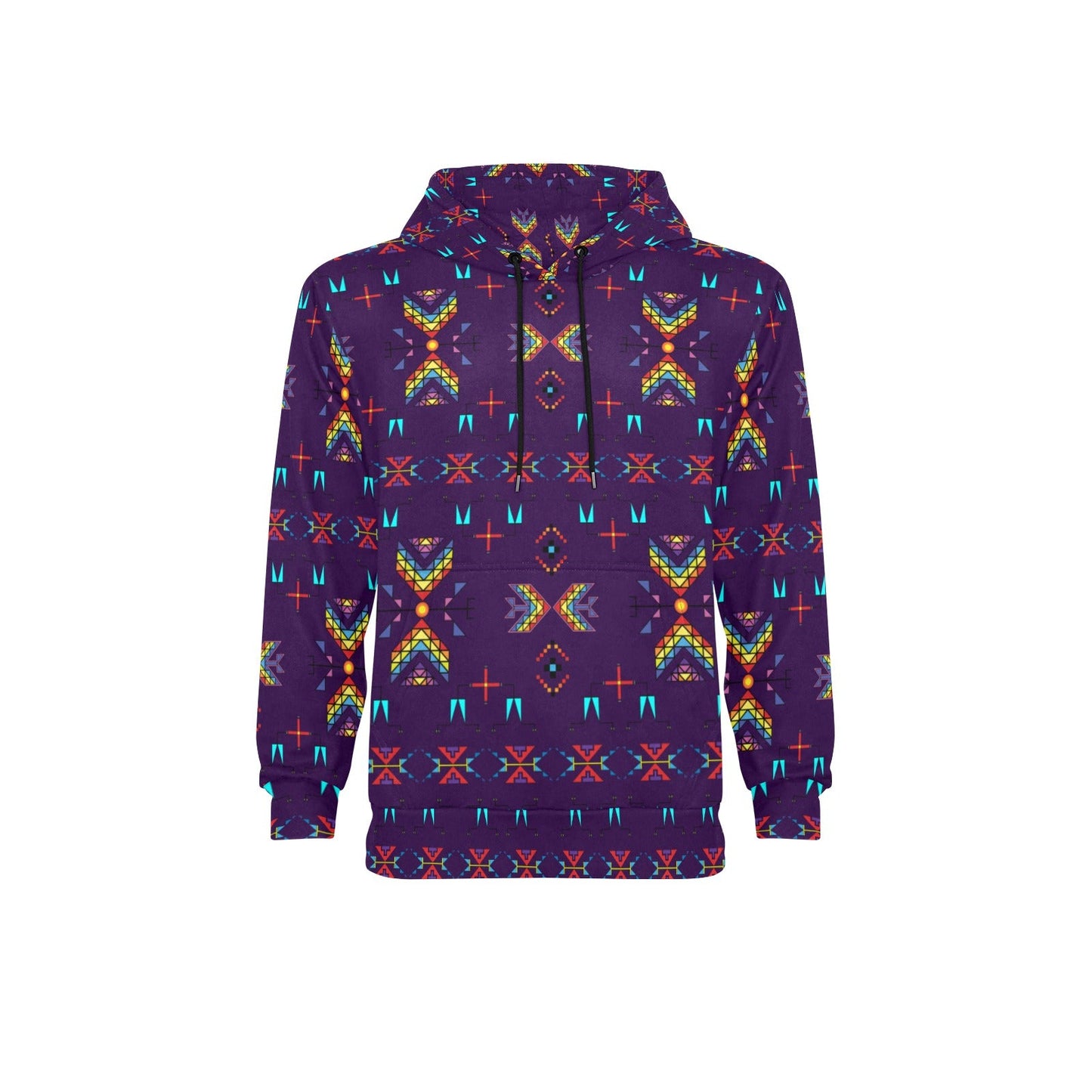 Rainy Chief Rainbow Dark Purple Men's Long Sleeve Fleece Hoodie