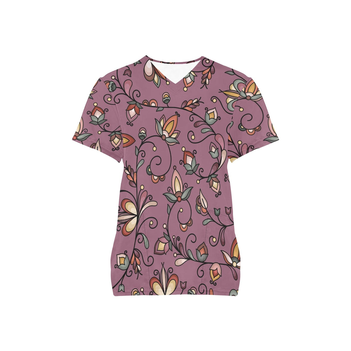 Burnt Sky Petals Magenta Scrub Top