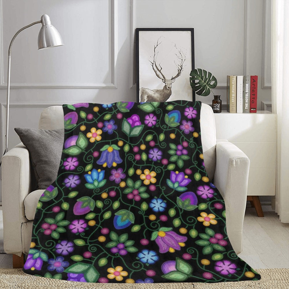 Bloom Uplift Black X-Large Micro Fleece Blanket