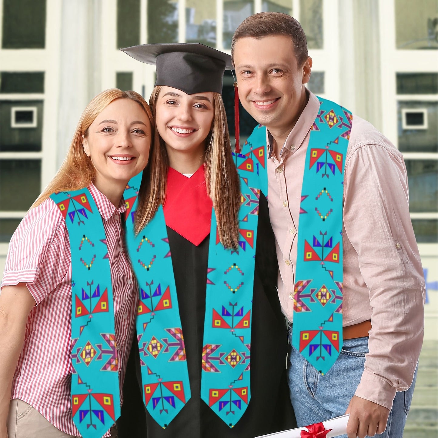Scattered Generations Turquoise Graduation Stole