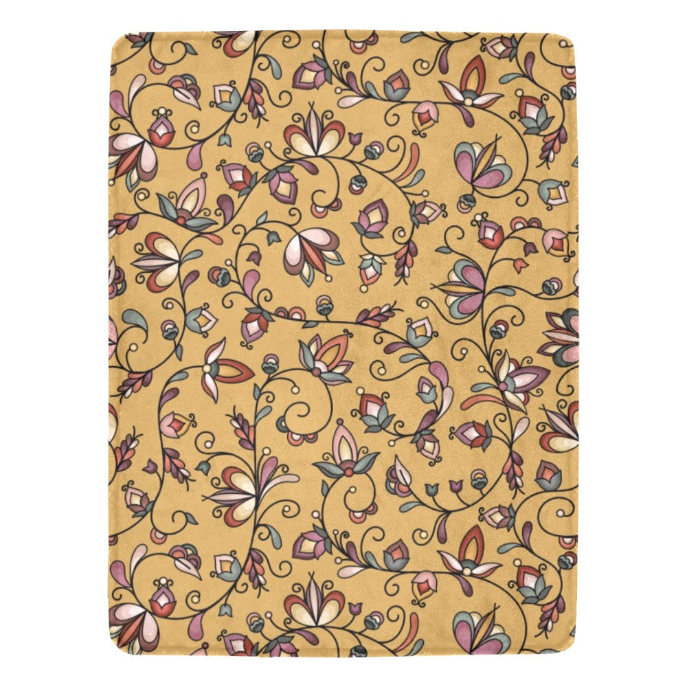 Burnt Sky Petals Gold X-Large Micro Fleece Blanket