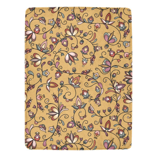 Burnt Sky Petals Gold X-Large Micro Fleece Blanket