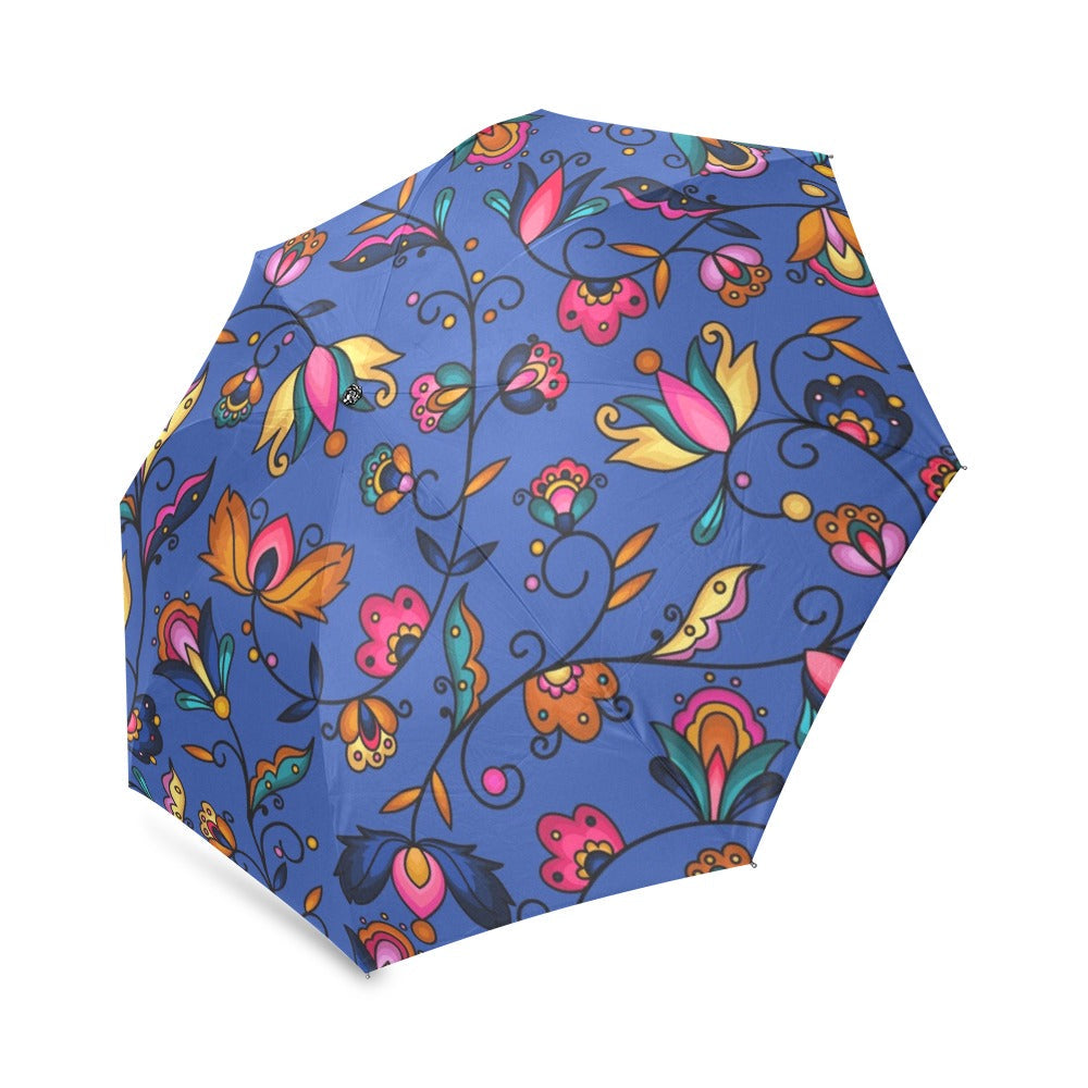 Copper Prairie Petals Blue Foldable Umbrella
