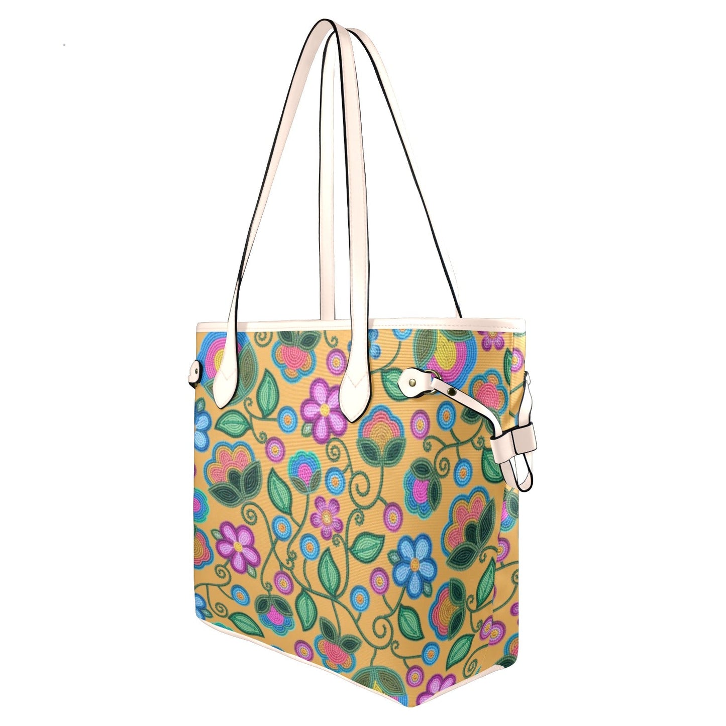 Turquoise Sunbeam Yellow Clover Canvas Tote