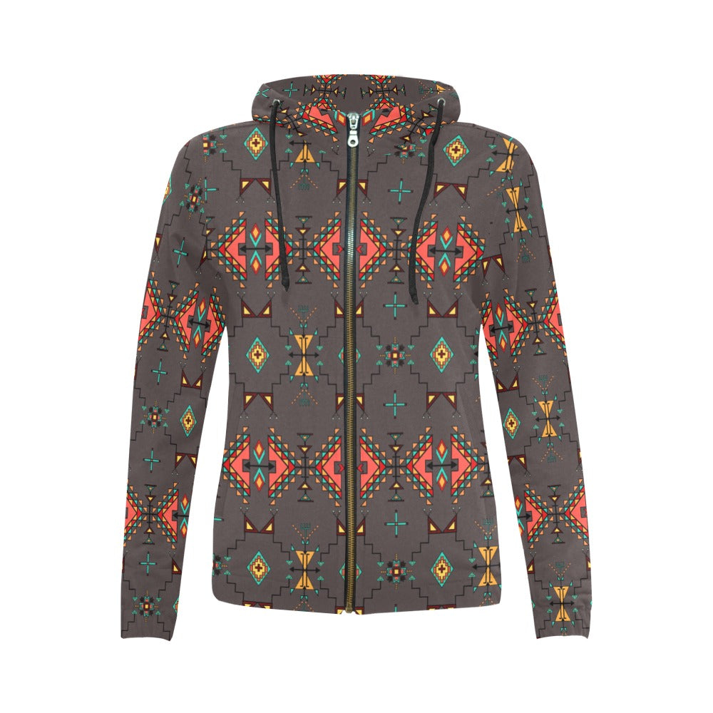 Thunder Flight Gray Full Zip Hoodie for Women