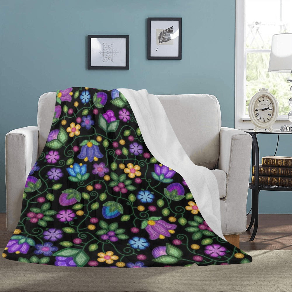 Bloom Uplift Black X-Large Micro Fleece Blanket