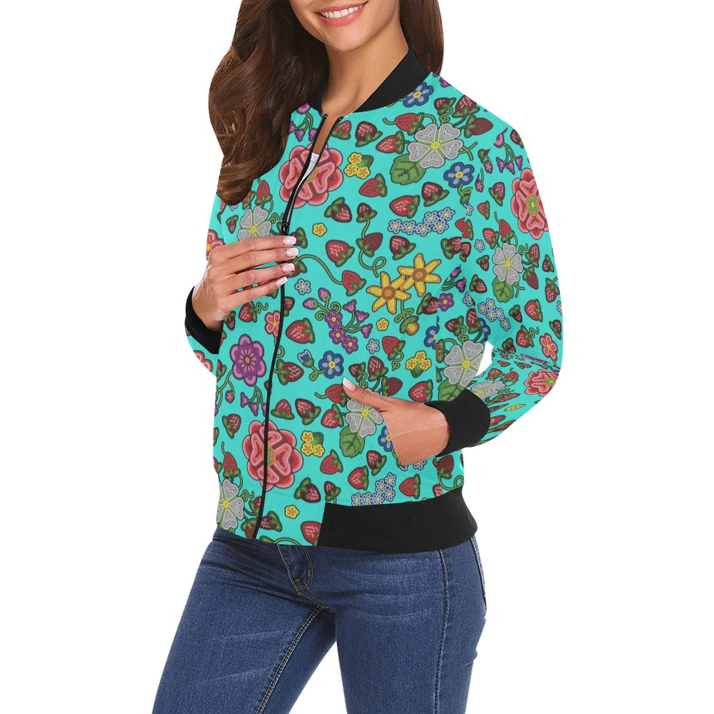 Berry Pop Turquoise Bomber Jacket for Women