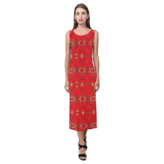 Thunder Flight Red Phaedra Sleeveless Open Fork Long Dress