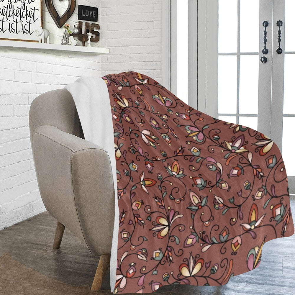 Burnt Sky Petals Brown X-Large Micro Fleece Blanket