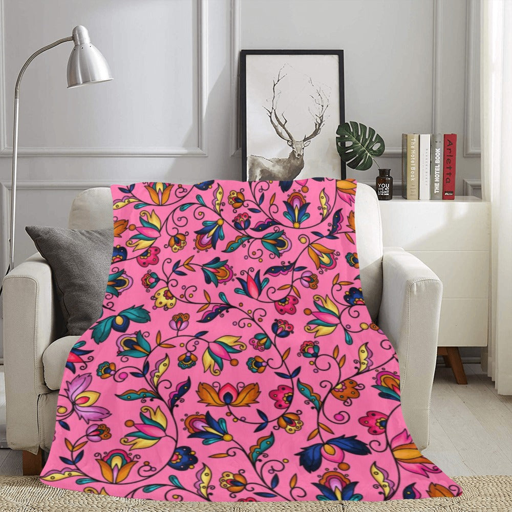 Copper Prairie Petals Pink X-Large Micro Fleece Blanket
