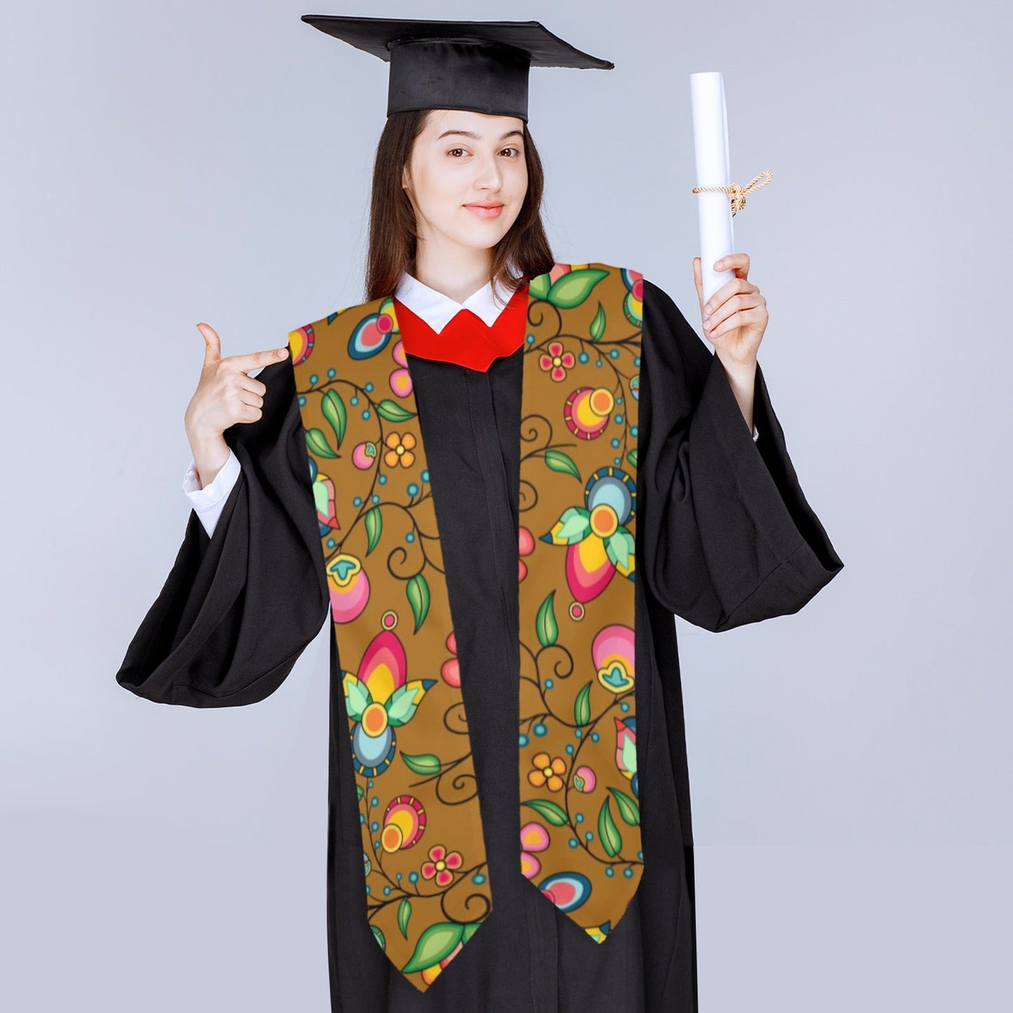 Floral Bounty Fall Leaves Graduation Stole