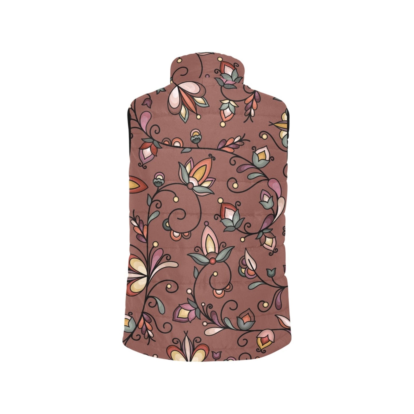 Burnt Sky Petals Brown Women's Padded Vest Jacket