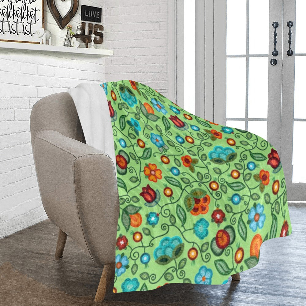 Prairie Fire Petals Sage Large Micro Fleece Blanket