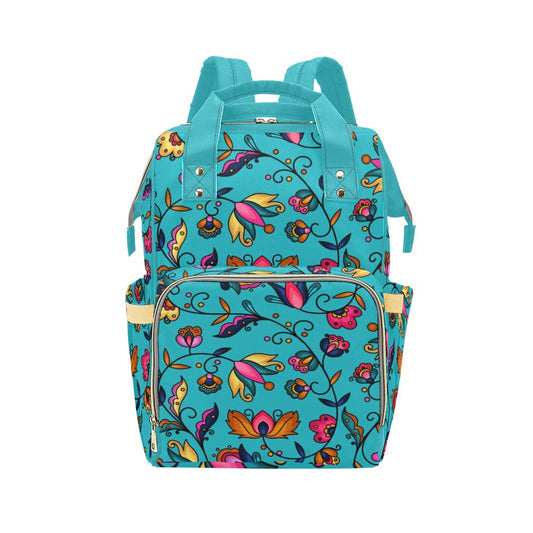 Copper Prairie Petals Turquoise Multi-Function Diaper Backpack/Diaper Bag