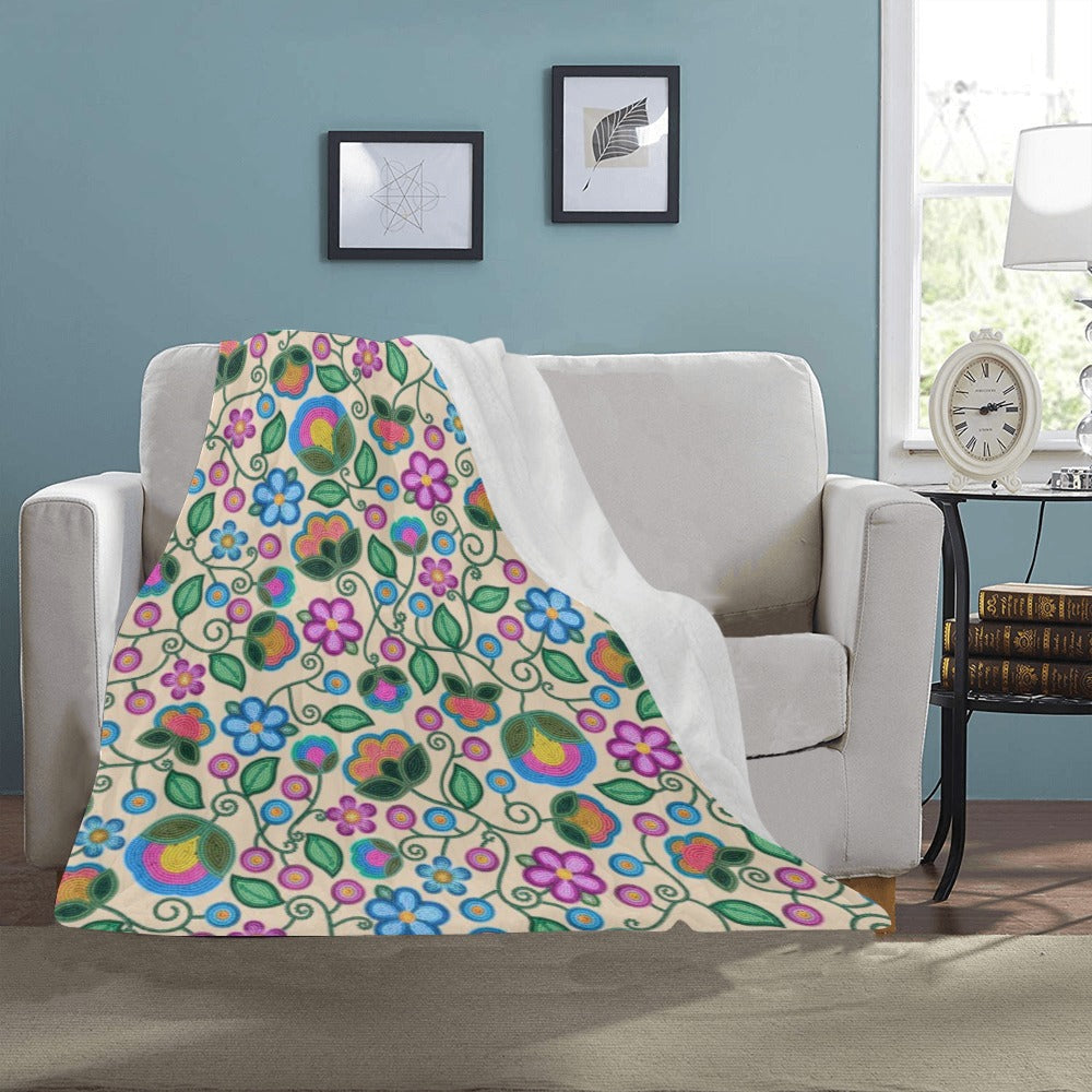 Turquoise Sunbeam Cream Ultra-Soft Micro Fleece Blanket 40"x50"