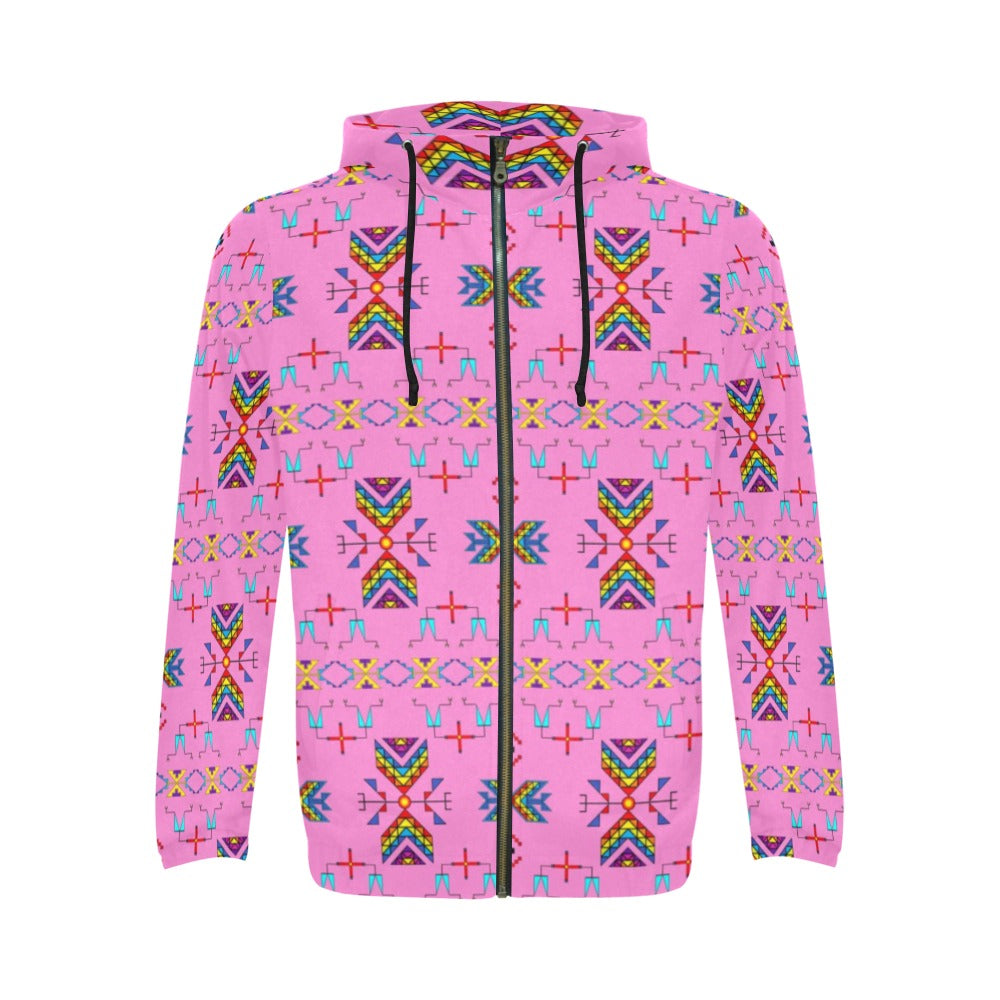 Rainy Chief Rainbow Blush Men's Zipper Hoodie