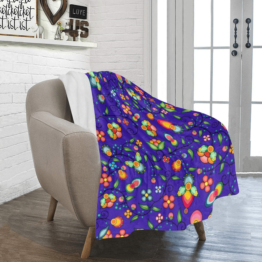 Floral Bounty Blue Ultra-Soft Micro Fleece Blanket 40"x50"