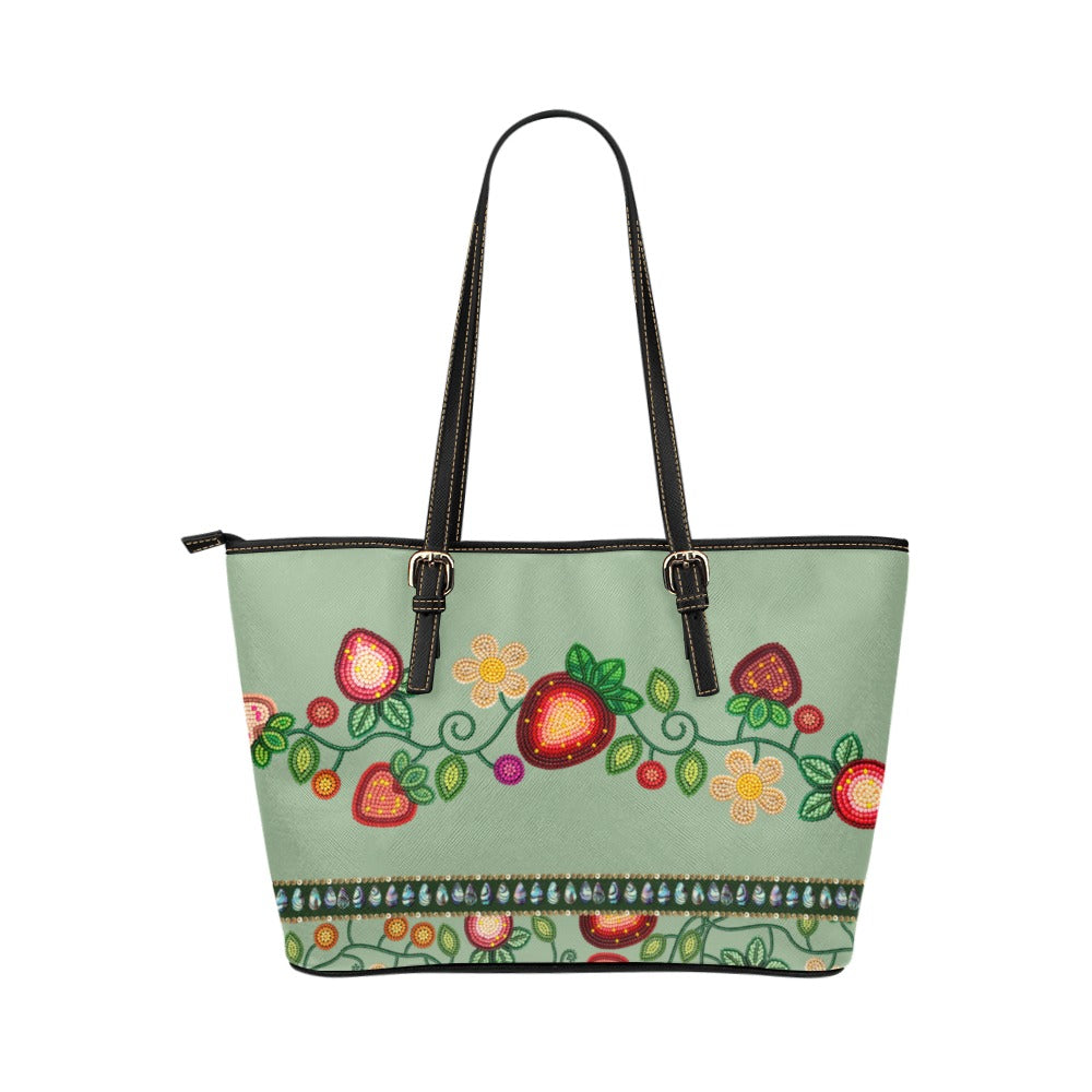 Berry Garden Sage Leather Tote