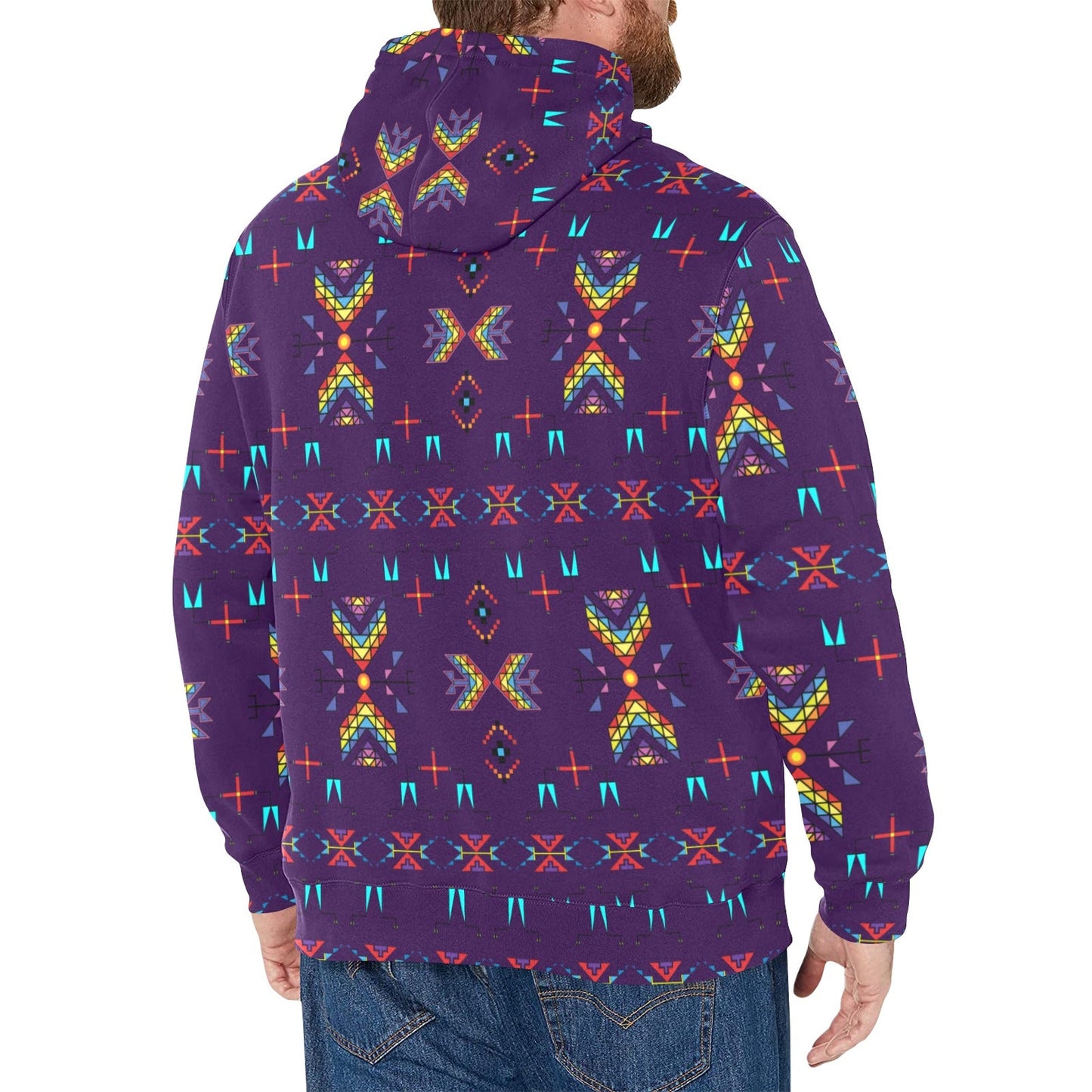 Rainy Chief Rainbow Dark Purple Men's Long Sleeve Fleece Hoodie