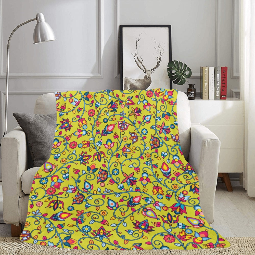 Thorny Path Yellow Grass X-Large Micro Fleece Blanket